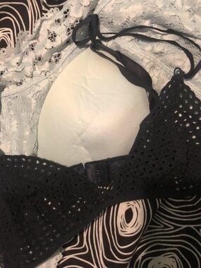 Christian Dior Vintage Navy Eyelet Lace Bralette - Women Intimates & Sleepwear